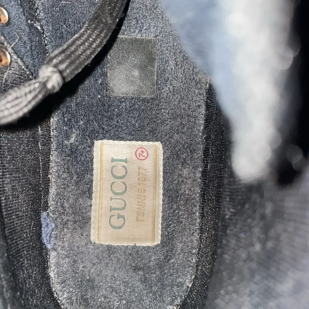 100% Authentic Gucci Tennis 1977 High Top GG Sneakers Black US M 9, W 10.5